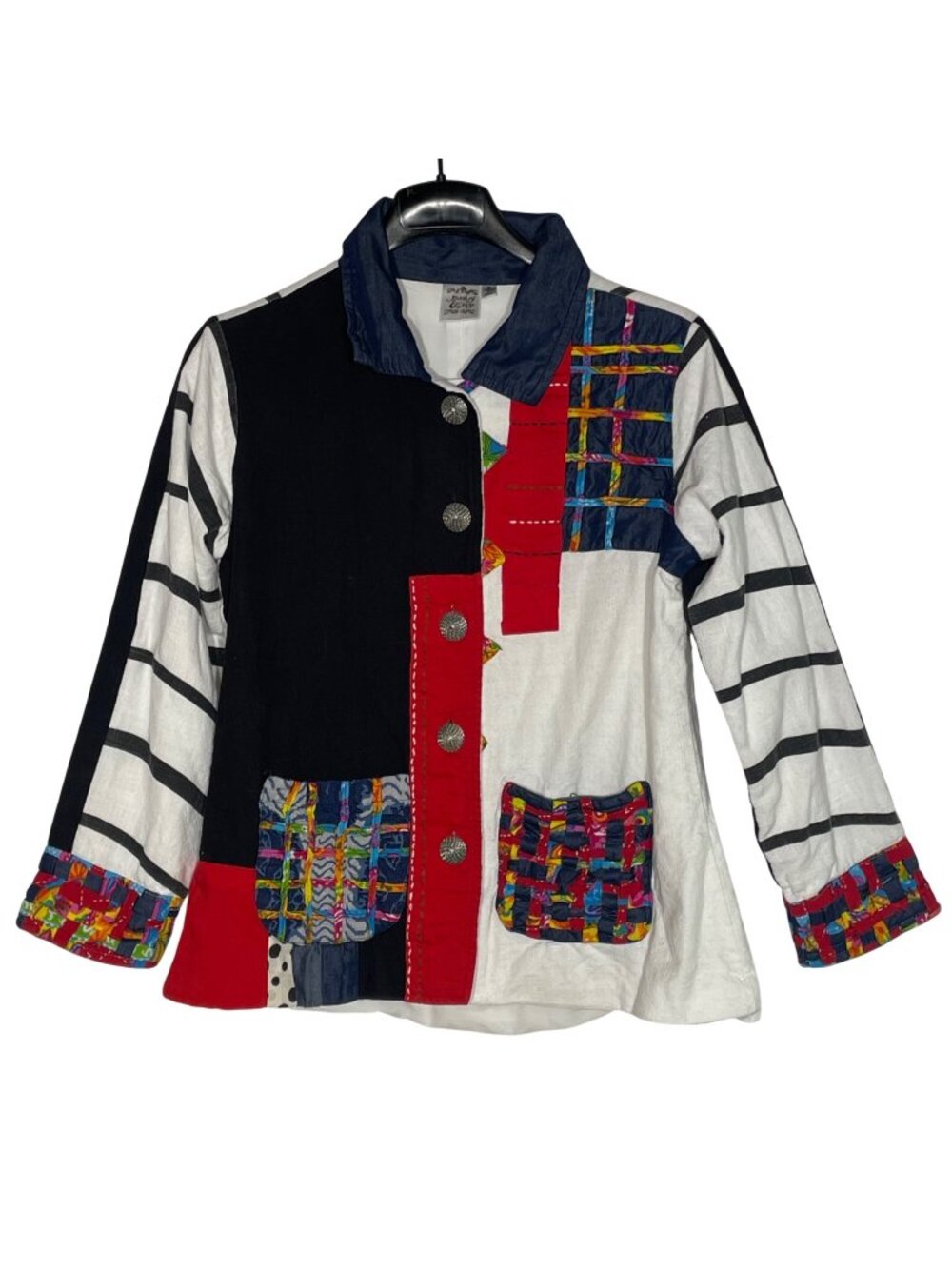 Parsley & Sage Patchwork Artsy Lightweight Jacket Sz MED Art to Wear Lagenlook
